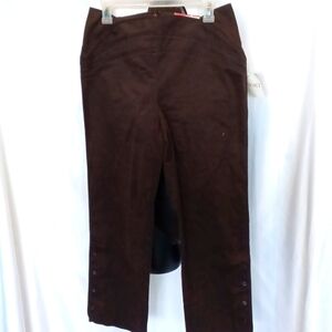 Latina life brown casual pants, 10 short, nwt, back zip, fluted waist